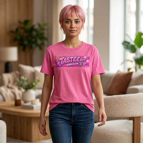 Tastee Girl Bubble Gum Graphic T-Shirt — Retro Candy Pop Design